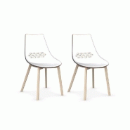 LOT DE 2 CHAISES JAM W  ORANGE TRANSPARENT PIÉTEMENT HÊTRE BLANCHI