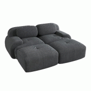 Merax Canapé modulaire en corde 2 places avec 2 tabourets, canapé nuage sans cadre, près du sol avec assise profonde, peut également être utilis�