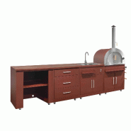 Oviala Business Oviala Cuisine d'extérieur 4 éléments avec four à pizza en acier 96 x 322 x 89 cm brique - marron acier 115316