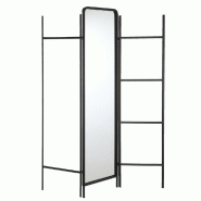 Paravent métal noir penderie + miroir + barres L138 x H171cm
