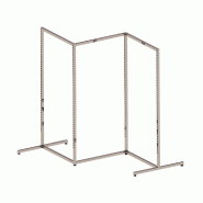 Présentoir Z avec crémaillères nickel brossé H130cm - modulable avec barres de penderie de 90cm