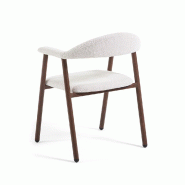 RATTATAN Lot de 2 chaises rembourrées en tissu avec accoudoirs, structure en métal effet bois, design élégant pour salle à manger, restaurants, b