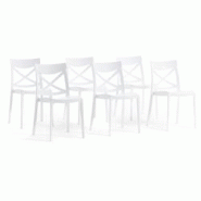 RATTATAN Set 6 Chaises en polypropylène avec fibre de verre empilables pour extérieur et jardin, bar et restaurant, cuisine design moderne - MORGANA RATTATAN Set 6 Chaises en polypropylène avec fibre de verre empilables pour extérieur et jardin, bar et restaurant, cuisine design moderne - MORGANA