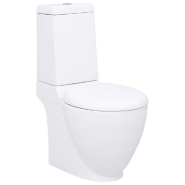 Toilette en cÉramique ronde Écoulement d\'eau double chasse au fond blanc 02_0003560
