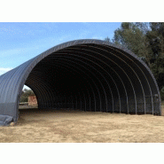 Tunnel de stockage Monastère / ouvert / structure en acier / couverture en PVC / ancrage au sol avec platine / 7 x 9 x 2.74 m