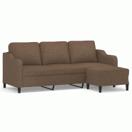 VidaXL Canapé à 3 places avec repose-pieds Marron 180 cm Tissu Modèle Orion Line - 3201138