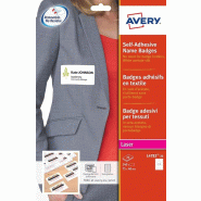 Avery L4782-20 Lot de 240 Badges adhésifs en Soie d'acétate 40 x 75 mm Blanc - 5014702086854