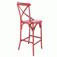 Chaise de bar d'extérieur Bayonne en aluminium finition rouge effet vintage