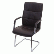 Décoshop26 - Fauteuil de bureau sans roulettes conférence chaise visiteur cantilever en PVC marron 04_0001924 - marron 3000343532692
