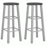 Décoshop26 - Lot de 2 tabourets de bar chaises hautes hauteur 70 cm structure en acier argenté + siège en MDF noir DEC029605 - argenté 3000257459870 Décoshop26 - Lot de 2 tabourets de bar chaises hautes hauteur 70 cm structure en acier argenté + siège en MDF noir DEC029605 - argenté 3000257459870