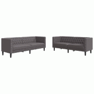 Ensemble de canapé Chesterfield 2 pcs gris similicuir Modèle Pervélis - 8721012289680