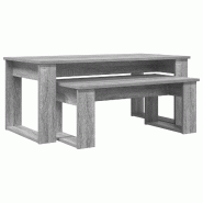 Ensemble de tables basses 2 pcs Gris Sonoma Bois d'ingénierie Modèle Orion Master Mixte - 8721364489158