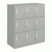 Helloshop26 - Casier métallique avec 9 portes 100 x 90 x 40 cm acier laqué gris clair 03_0009184 - gris métal 3000224552368