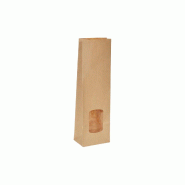 Lot de 100 sachets papier kraft avec fenêtre 26 x 8 x 6cm - marron papier SA826K