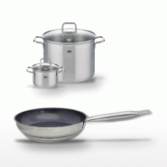 Lot Poêle 28cm & 2 Faitouts 16/26cm Elo Profi Therm Platinum - gris inox 3176239951837