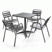 Oviala Business Ensemble table de jardin bistrot et 4 chaises en aluminium gris - gris aluminium 105066 Oviala Business Ensemble table de jardin bistrot et 4 chaises en aluminium gris - gris aluminium 105066