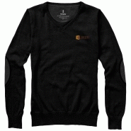 Pullover col V Spruce femme - Taille effilée, coudières contrastées, maille coton polyester Pullover col V Spruce femme - Taille effilée, coudières contrastées, maille coton polyester