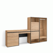 SKRAUT HOME Meuble à Chaussures, 247x145x35 cm, Chambre à coucher, pièce, Vestiaire ouvert, Commode, Buffet, Coiffeuse, Chêne - beige Bois manufac