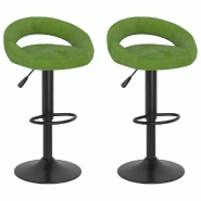 Tabourets de bar lot de 2 vert clair velours Modèle Nova Nordique - 333271