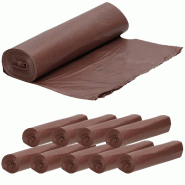 WellHome - Lot de 200 sacs poubelle extra résistants de 20 L, auto-fermants et étanches, idéaux pour les déchets organiques, marque - marron PK4042