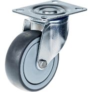 Roulette 100mm 4" à bandage caoutchouc gris, pivotante, forte capacité de 110kg Roulette 100mm 4" à bandage caoutchouc gris, pivotante, forte capacité de 110kg