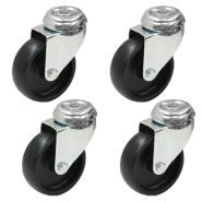 4 - 75mm Nylon noir roulettes pivotantes 3" pour usage intensif 4 - 75mm Nylon noir roulettes pivotantes 3" pour usage intensif