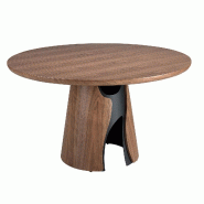 AC ANGEL CERDA Angel Cerdá Table de salle à manger ronde en noyer et acier époxy noir 1205C Ø140 x 76 - marron Bois manufacturé 8435631048077