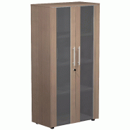 Armoire 2 portes verre fumé à serrure - 3 étagères -  L. 83 P. 43 x H. 158 cm So Flora - Frêne Noir_0