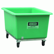 Bac de manutention rectangulaire rigide avec roulettes - 100 l à 2200 l - Polyester Fibre de Verre (PFV)