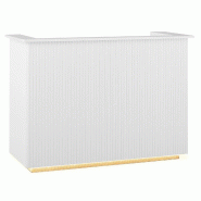 Banque d'accueil avec éclairage indirect verrouillable tablette coulissante pour clavier acier inoxydable mdf blanc 14_0008399 - blanc inox 300022108