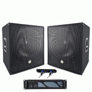 BM Sonic pack basse complet 2000W  2 sub woofer 15 pouces avec ampli BMS-2000  et câblages - 3666638035806