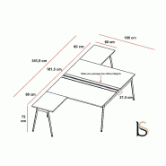Bureau bench 2 personnes X3 - Officity - Anthracite, Noyer canaletto, 180 x 341,5 cm_1