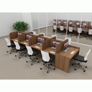 Bureau de centre d'appels version double 9 personnes avec poste superviseur. - Acacia foncé, 9 places_0