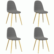 Chaises à manger lot de 4 Gris clair Velours Modèle Élancé Plus - 325679