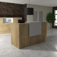 Comptoir d'accueil Delta First avec réhausse - Mobel Linea. - 164, Gris aluminium, Chêne veiné_0