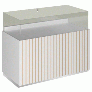 Comptoir T03 vitrine 4 Faces et MDF naturel+blanc - 120x60x93cm