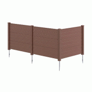 COSTWAY Clôture à lames autoportante 3 pièces,122×95cm, brise-vue PP & métal avec 4 poteaux, marron - marron métal ZB35480NZ COSTWAY Clôture à lames autoportante 3 pièces,122×95cm, brise-vue PP & métal avec 4 poteaux, marron - marron métal ZB35480NZ