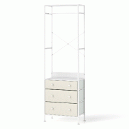 COSTWAY Portemanteau avec 3 tiroirs, porte-manteau avec tringle et compartiments de rangement, 55 x 28 x 176 cm, blanc - blanc métal VL32458IT COSTWAY Portemanteau avec 3 tiroirs, porte-manteau avec tringle et compartiments de rangement, 55 x 28 x 176 cm, blanc - blanc métal VL32458IT