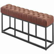 Décoshop26 - Banc capitonné rembourré 150 cm tissu marron avec structure en métal noir design contemporain 10_0008600 - métal 3000266746312 Décoshop26 - Banc capitonné rembourré 150 cm tissu marron avec structure en métal noir design contemporain 10_0008600 - métal 3000266746312