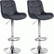 Décoshop26 - Lot de 2 tabourets de bar pivotant forme ergonomique surpiqûres décoratives en velours noir cadre en métal chromé 10_0006361 - noir