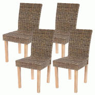 Décoshop26 - Lot de 4 chaises de salle à manger en kubu-rattan naturel gris pieds en bois massif style naturel et rustique 04_0011438 - gris Bois ma