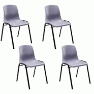 Décoshop26 - Lot de 4 chaises visiteur empilable salle d'attente en plastique gris et métal 10_0003207 - gris 3000251455069 Décoshop26 - Lot de 4 chaises visiteur empilable salle d'attente en plastique gris et métal 10_0003207 - gris 3000251455069