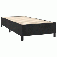 Décoshop26 - Sommier à lattes sur pieds cadre de lit 90x190 cm tissu velours noir TDL0206972 - noir 3001011432696