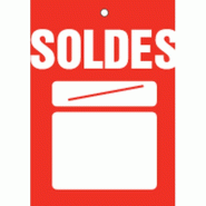 Étiquette à trou Soldes Tradition rouge avec zones de prix 48x66mm - par 500 - Rouge et Blanc - Papier