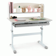 Helloshop26 - Bureau d'étude réglable en hauteur 80 x 51 x 81,5-104 cm avec rangement pratique style moderne en gris 20_0018590 - gris métal 300023_0