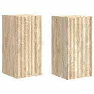 Helloshop26 - Meuble TV mural moderne 30 x 31 x 60 cm rangements pratiques design épuré en bois d'ingénierie sonoma 02_0054954 - Bois massif 300023