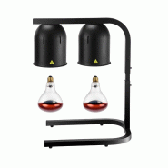 Lampe chauffante infrarouge sur pied réglable en hauteur (2 ampoules rouges) Noire PREMIUM - GOLDINOX - noir aluminium 3701770846238