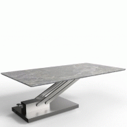 TABLE BASSE RELEVABLE BRAVO MARBLE GREY PLATEAU CÉRAMIQUE FINITION MARBRE GRIS