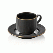 Tasse & soucoupe 240 ml noir bord doré MAYA KURO - Was Germany - 4044925153102