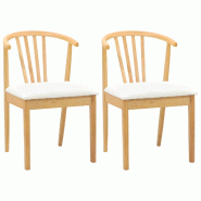 VidaXL Chaise de salle à manger 2 pcs Naturel et Blanc Modèle Atlas Fixe Plus - 42020401